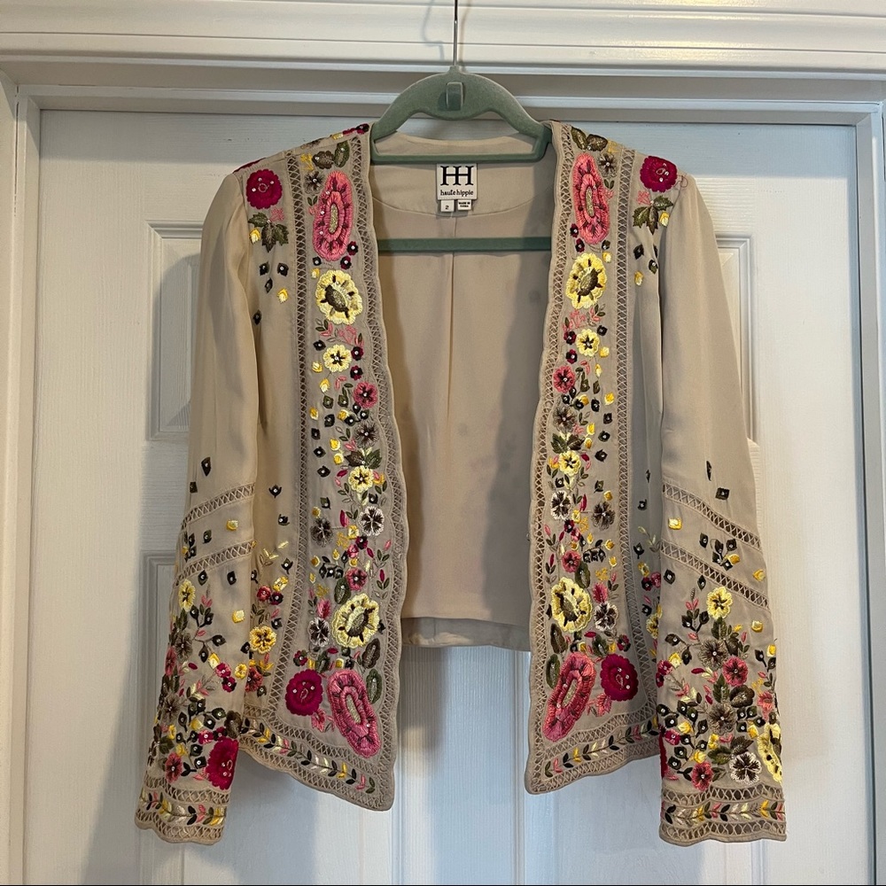 Haute Hippie Embroidered Crystal Jacket | Sz 2